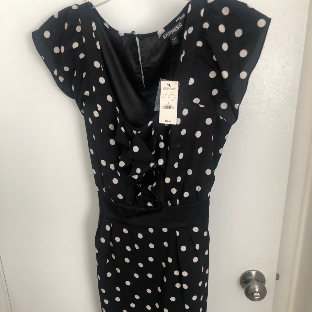Black dress with white polka dot dress